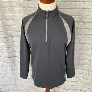 Alo cool fit men XL Longsleeve 1/4 zip mock turtleneck grey & blue
